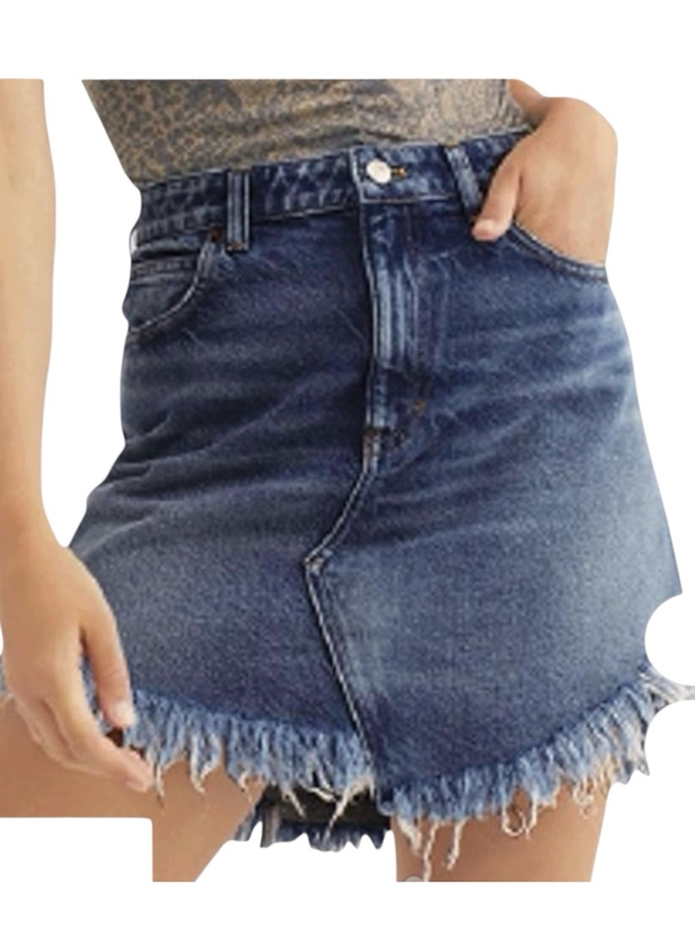 Free People Denim Fringe Mini Skirt Size 29 New with tag